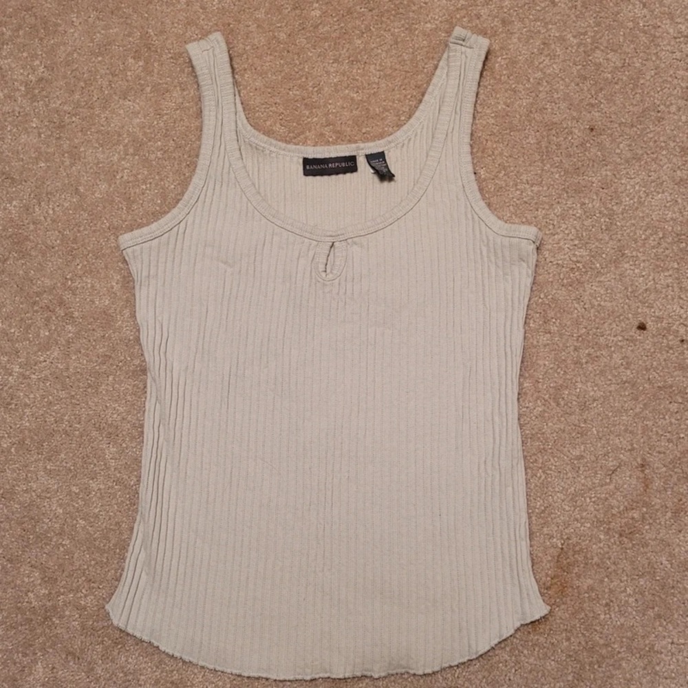 Banana Republic Womens Ribbed Tank Top in Light Beige